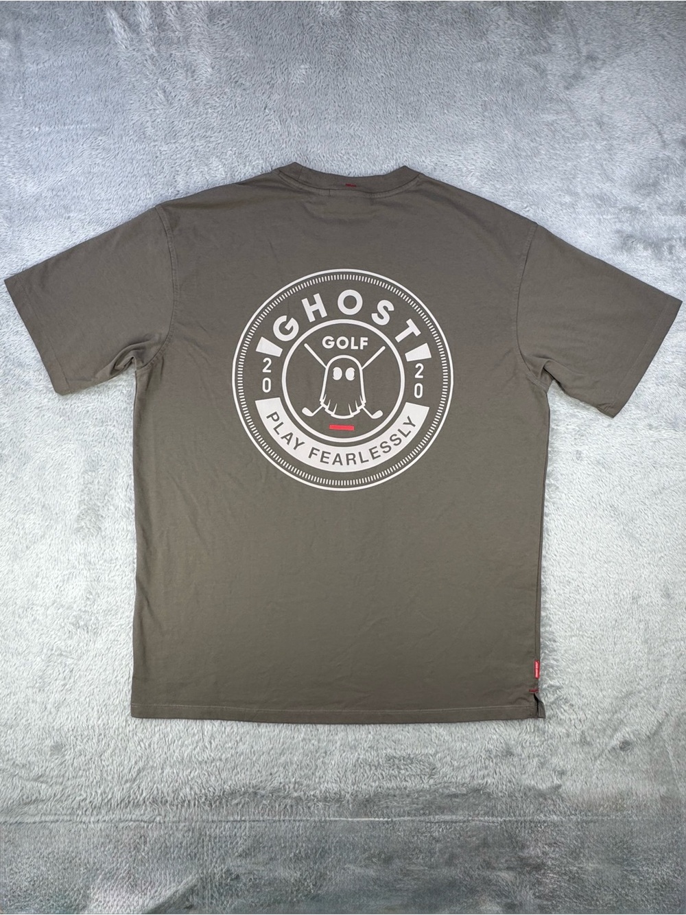 Ghost Golf Men’s L Play Fearlessly Taupe Graphic Golf T Shirt Streetwear Tee
